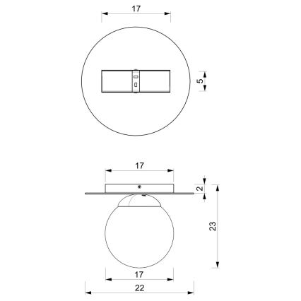 Griestu gaismeklis PLATO 1xE14/40W/230V d. 22 cm