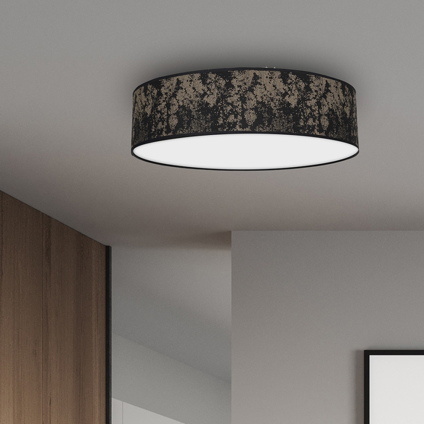 Griestu gaismeklis SATINO 3xE27/60W/230V melns/zelta