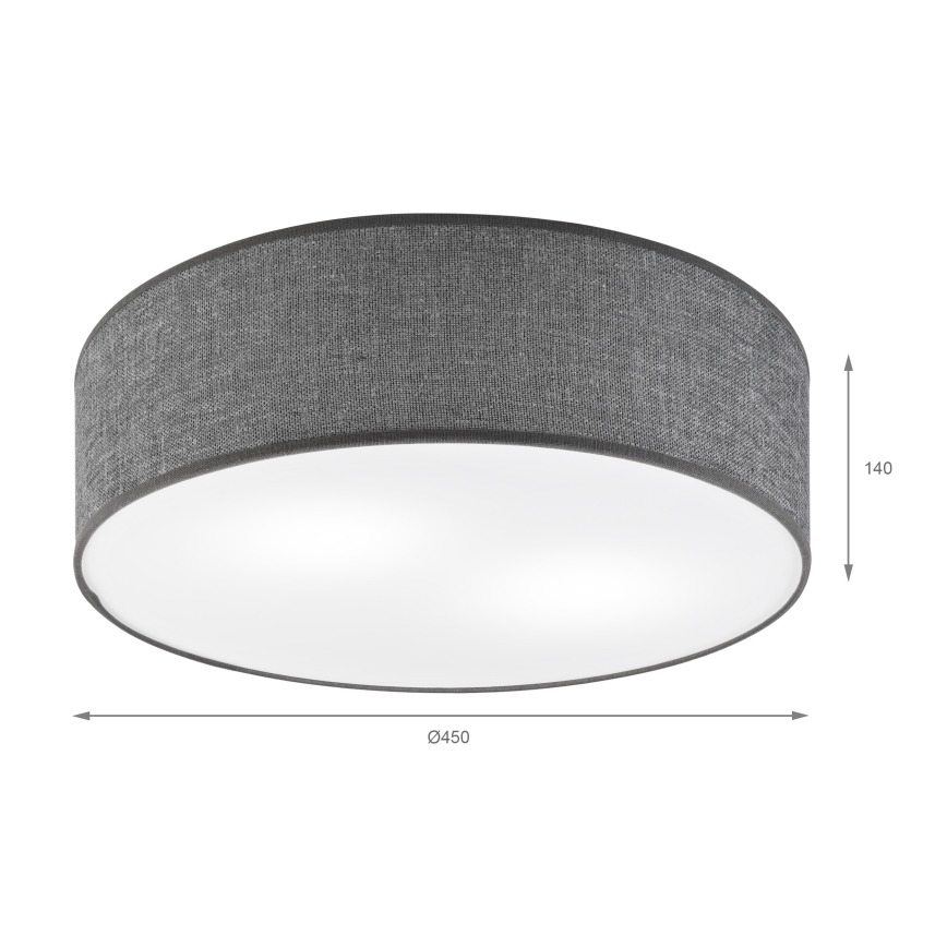 Griestu gaismeklis SIRJA 2xE27/15W/230V, diametrs 45 cm, pelēks