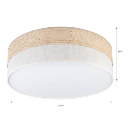 Griestu gaismeklis SIRJA BOHO 2xE27/15W/230V Ø 45 cm, bēšā/krēmkrāsā