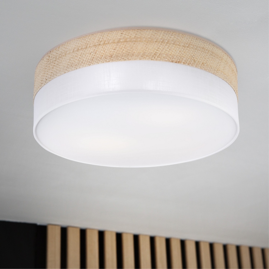 Griestu gaismeklis SIRJA BOHO 2xE27/15W/230V Ø 45 cm bēžs/balts