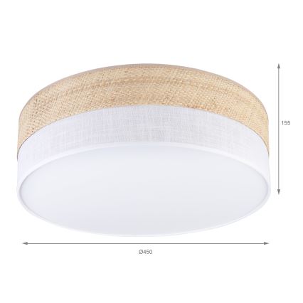 Griestu gaismeklis SIRJA BOHO 2xE27/15W/230V Ø 45 cm bēžs/balts