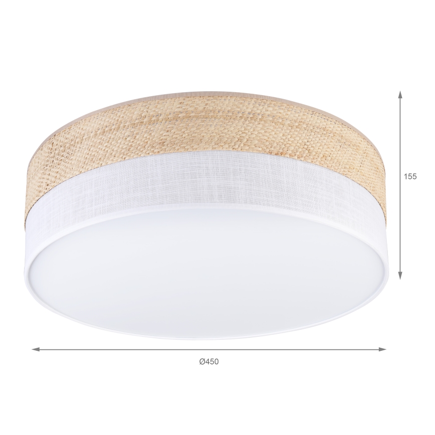 Griestu gaismeklis SIRJA BOHO 2xE27/15W/230V Ø 45 cm bēžs/balts
