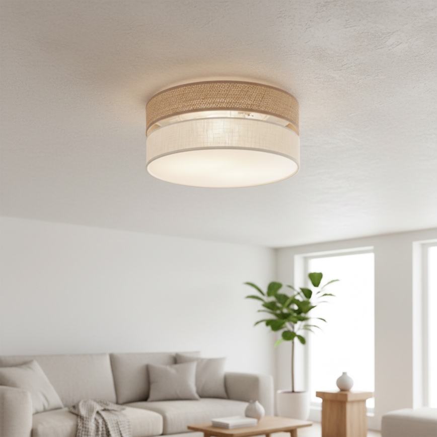 Griestu gaismeklis SIRJA DOUBLE BOHO 2xE14/15W/230V diam. 35 cm bēša/krēmkrāsa