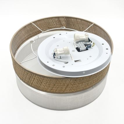 Griestu gaismeklis SIRJA DOUBLE BOHO 2xE14/15W/230V Ø 35 cm bēšs/balts