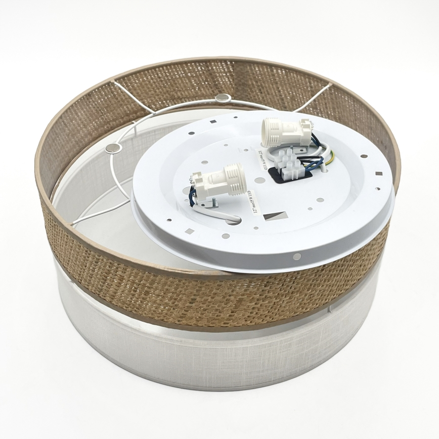 Griestu gaismeklis SIRJA DOUBLE BOHO 2xE14/15W/230V Ø 35 cm bēšs/balts