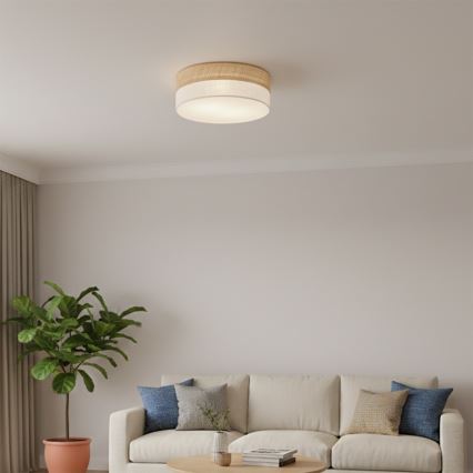 Griestu gaismeklis SIRJA DOUBLE BOHO 2xE14/15W/230V Ø 35 cm bēšs/krēms