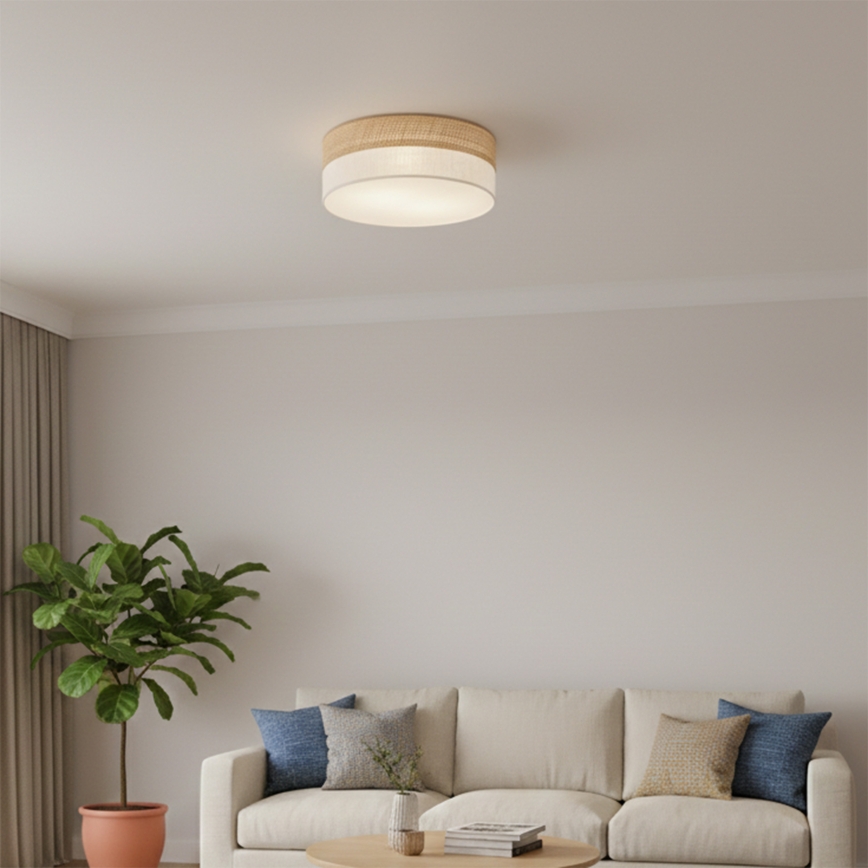 Griestu gaismeklis SIRJA DOUBLE BOHO 2xE14/15W/230V Ø 35 cm bēšs/krēms