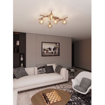 Griestu gaismeklis SMART 5xE14/10W/230V bēšs/dūmains bēšs