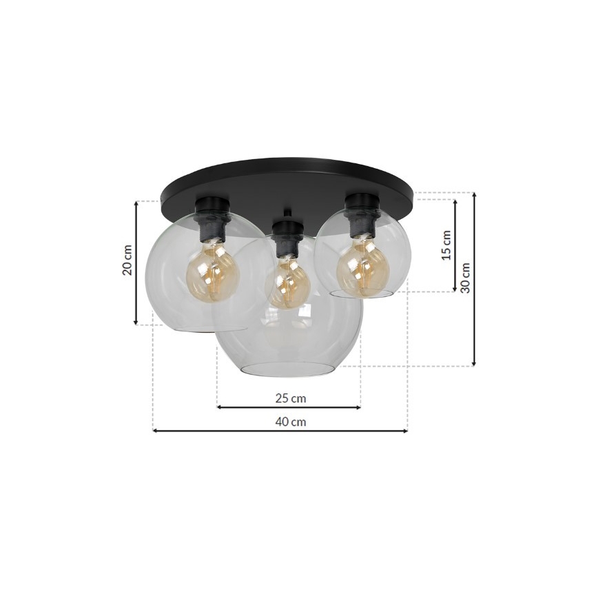 Griestu gaismeklis SOFIA 3xE27/60W/230V caurspīdīgs