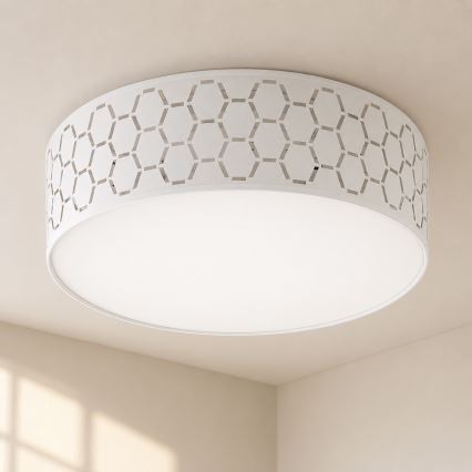 Griestu gaismeklis ULLE 2xE27/15W/230V Ø 45 cm balts