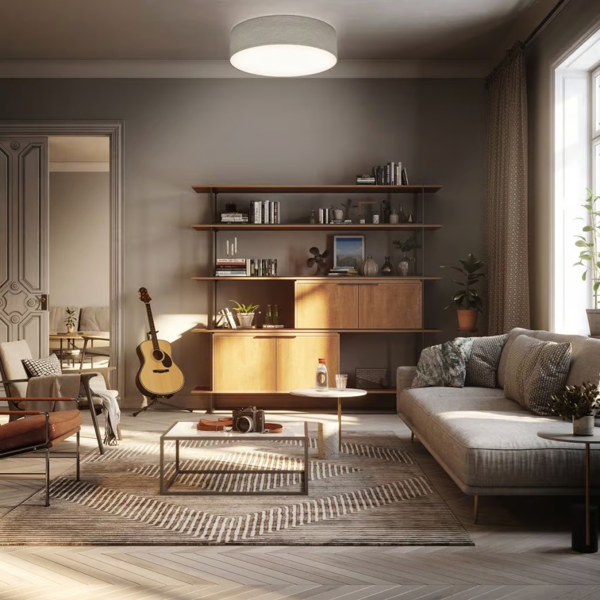 Griestu lampa 2xE27/40W/230V Ø 38 cm bēša