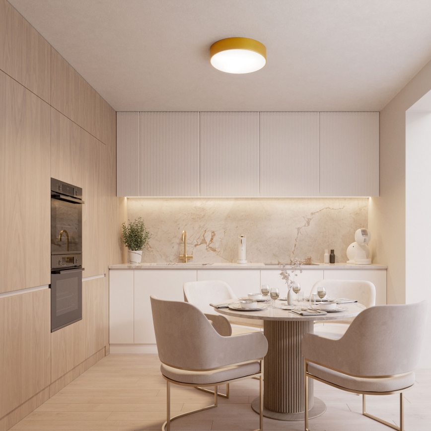 Griestu gaismeklis CLEO ar kustības un krēslas sensoru, 1xE27/40W/230V, Ø 20 cm, zelta krāsā