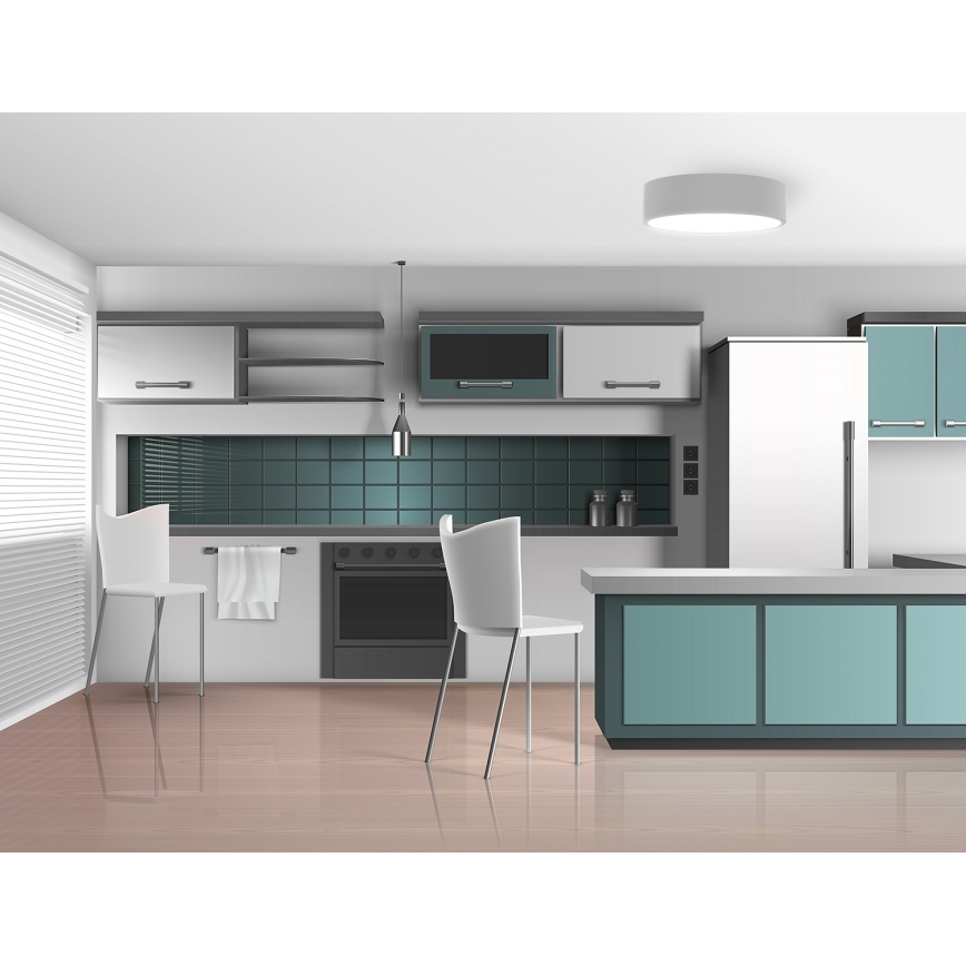 Griestu lampa CLEO ar kustības un krēslas sensoru, 3xE27/24W/230V, Ø 40 cm, pelēka