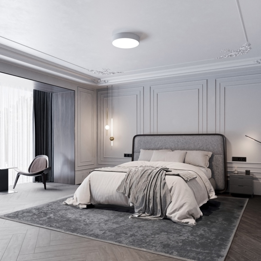 Griestu lampa CLEO ar kustības un krēslas sensoru, 3xE27/24W/230V, Ø 40 cm, pelēka