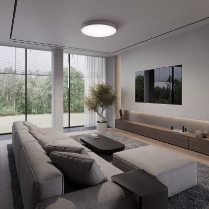 Griestu lampa ar kustības un krēslas sensoru CLEO 6xE27/24W/230V Ø 80 cm pelēka