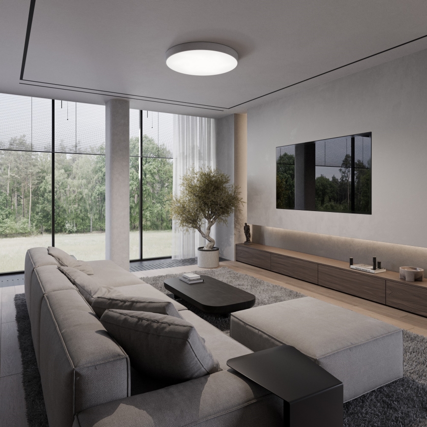 Griestu lampa ar kustības un krēslas sensoru CLEO 6xE27/24W/230V Ø 80 cm pelēka