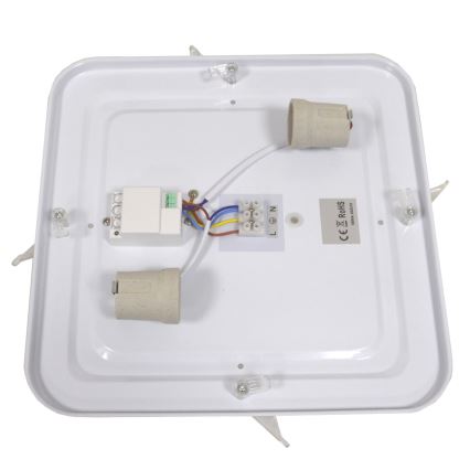 Griestu lampa ar sensoru WILTON, 2x E27/60W/230V, 33x33 cm, melna