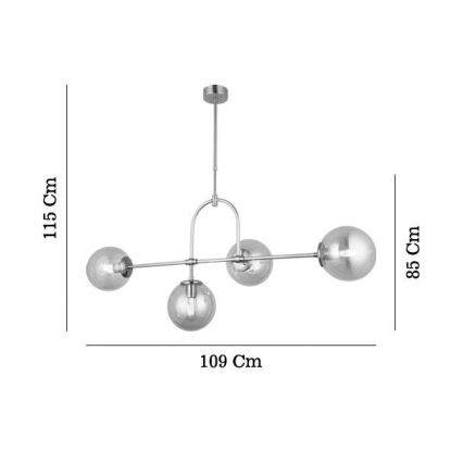Griestu lampa ar stieni POLINO 4xE27/40W/230V zelta krāsā