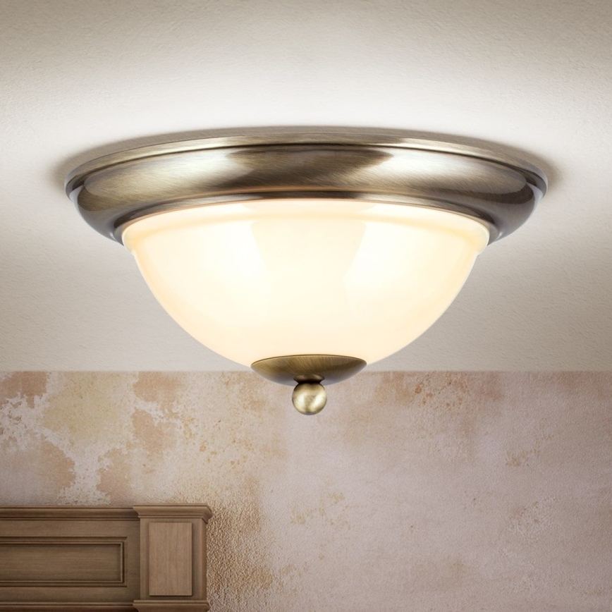 Griestu lampa AUSTRIAN OLD LAMP 2xE27/60W/230V d. 27 cm bronza/bēša