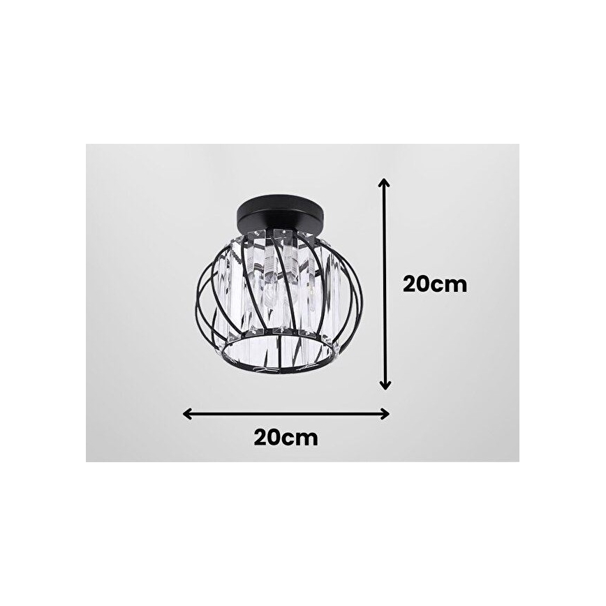 Griestu lampa BELLA 1xE27/40W/230V Ø 20 cm melna