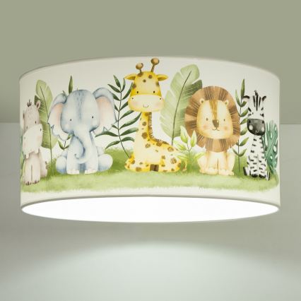 Griestu lampa bērnu istabai KIDS ROOM 1xE27/60W/230V Ø 40 cm, džungļu dizains