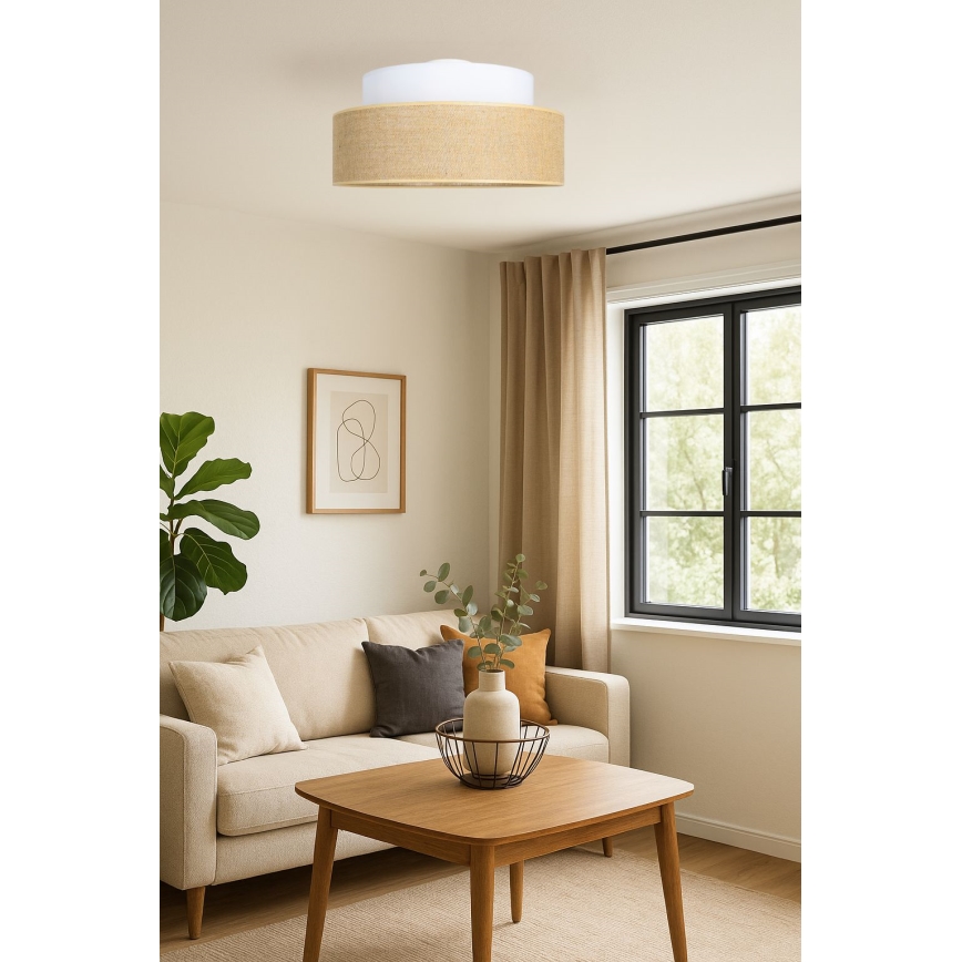 Griestu lampa BOHO 1xE27/60W/230V balta/bēša