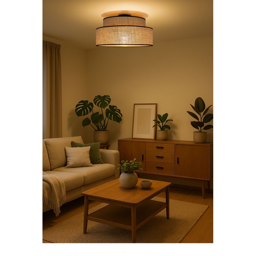 Griestu lampa BOHO 1xE27/60W/230V bēša