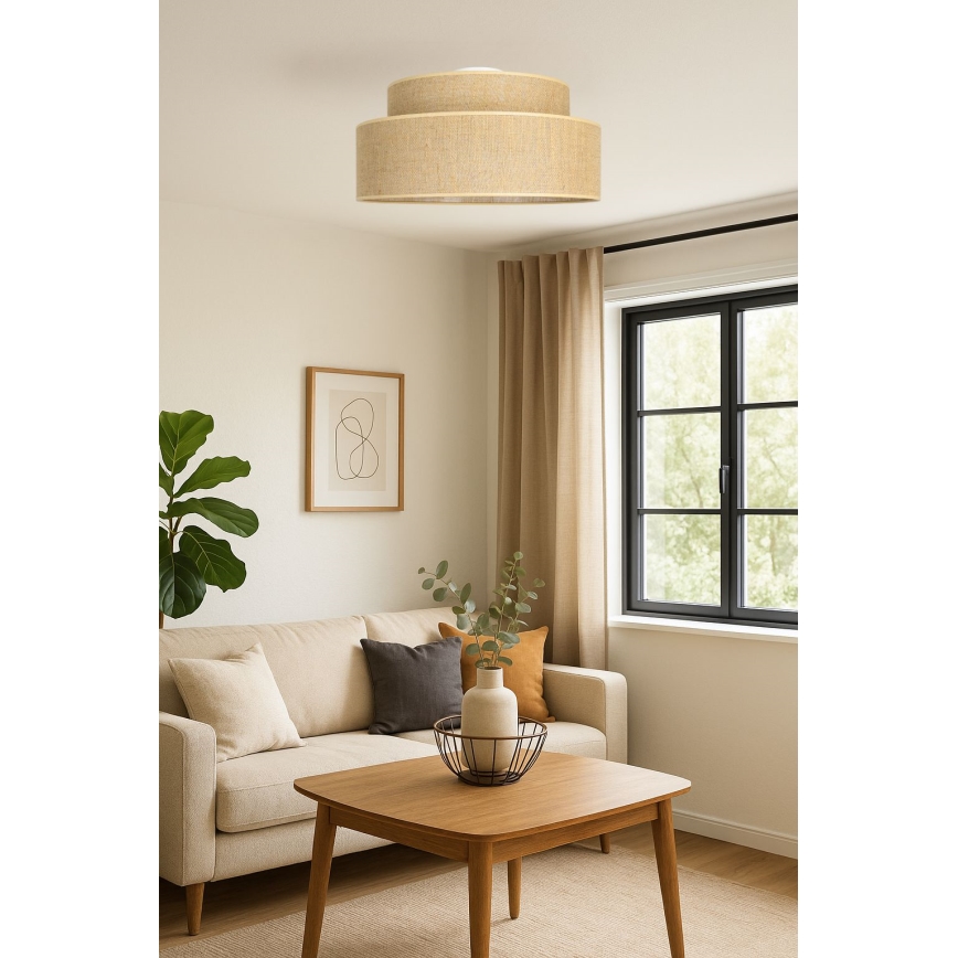 Griestu lampa BOHO 1xE27/60W/230V bēša