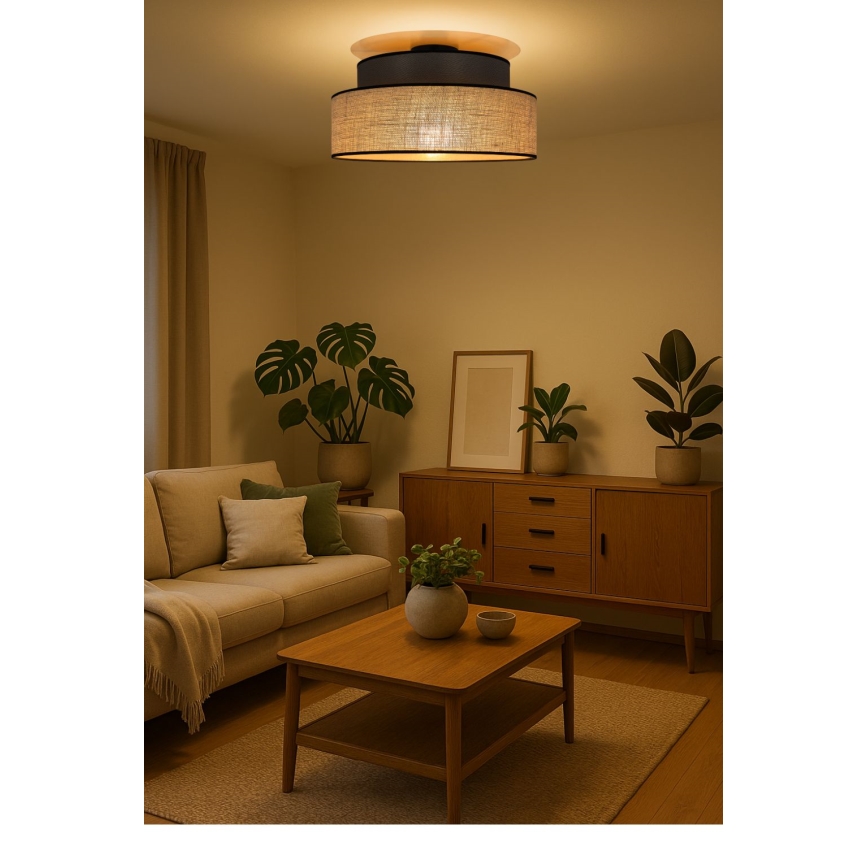 Griestu lampa BOHO 1xE27/60W/230V brūna/bēša