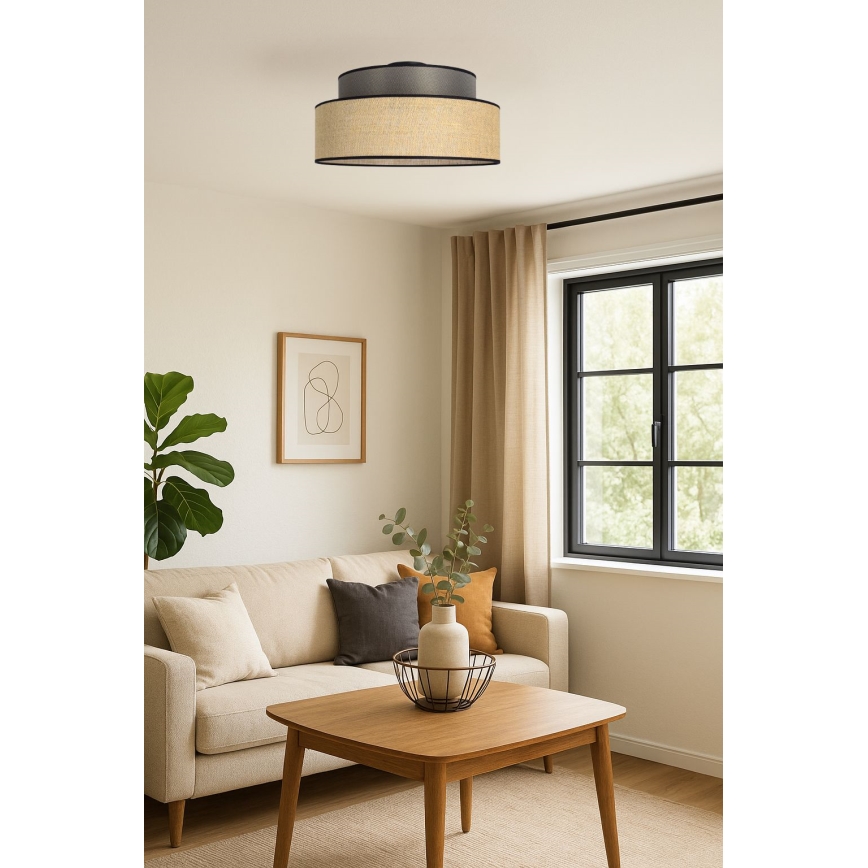 Griestu lampa BOHO 1xE27/60W/230V brūna/bēša
