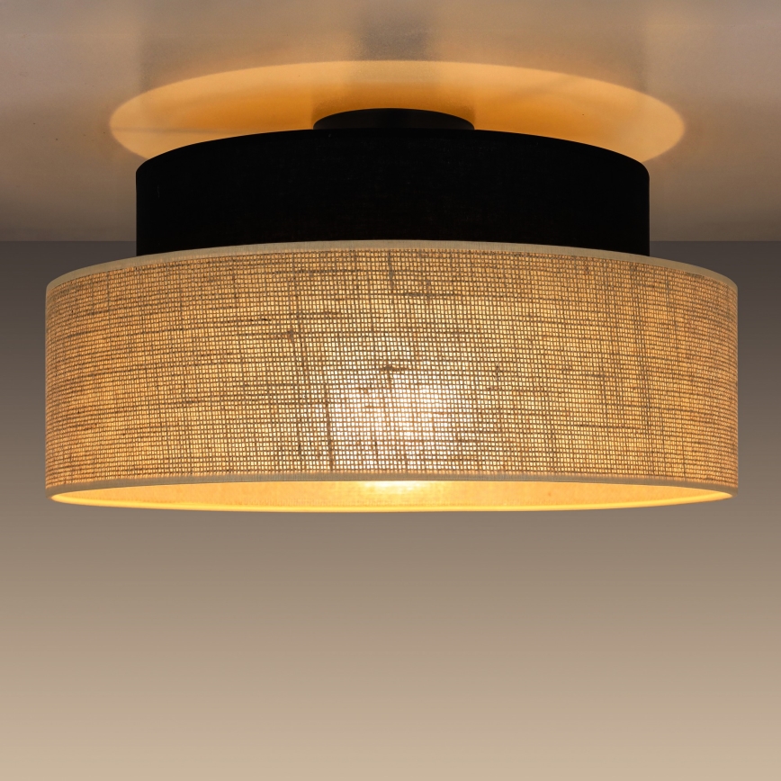 Griestu lampa BOHO 1xE27/60W/230V d. 40 cm melna/bēša