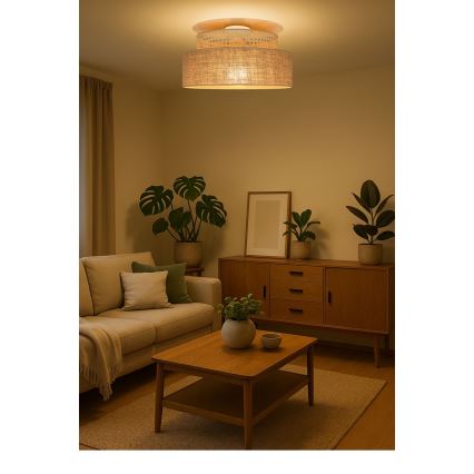 Griestu lampa BOHO 1xE27/60W/230V d. 40 cm rotanga