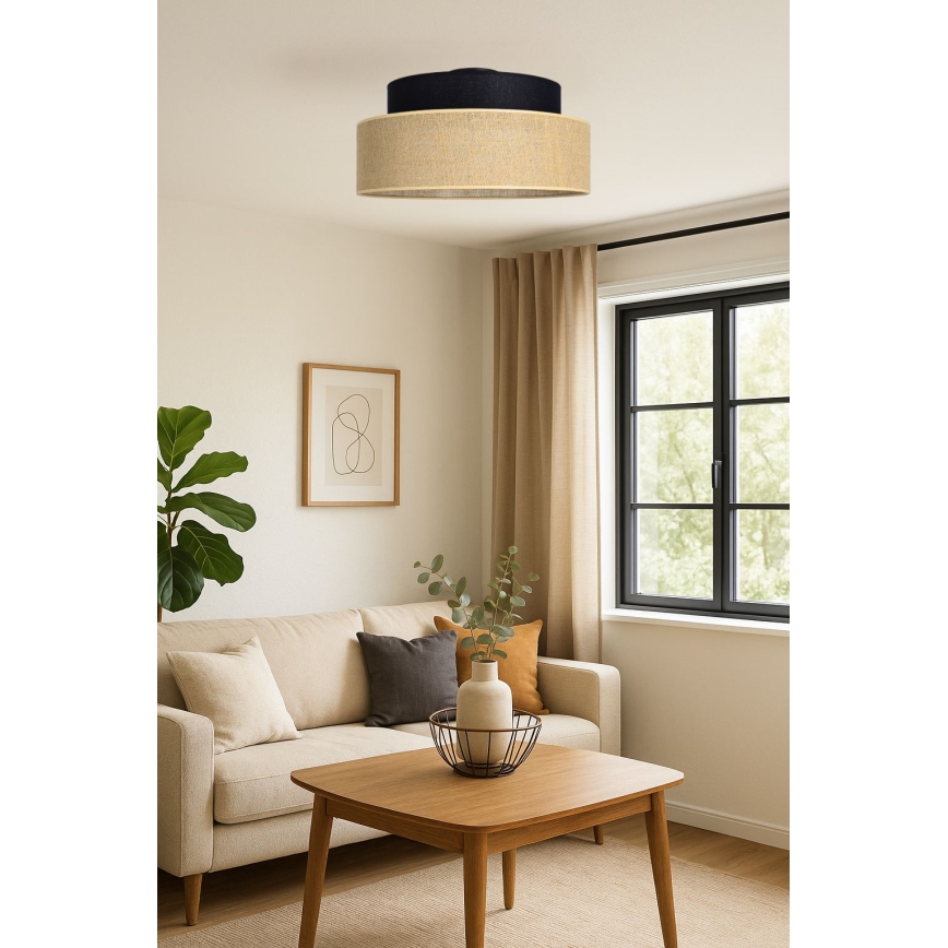 Griestu lampa BOHO 1xE27/60W/230V melna/bēša