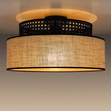 Griestu lampa BOHO 1xE27/60W/230V melna/rotanga