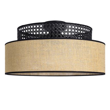 Griestu lampa BOHO 1xE27/60W/230V melna/rotanga