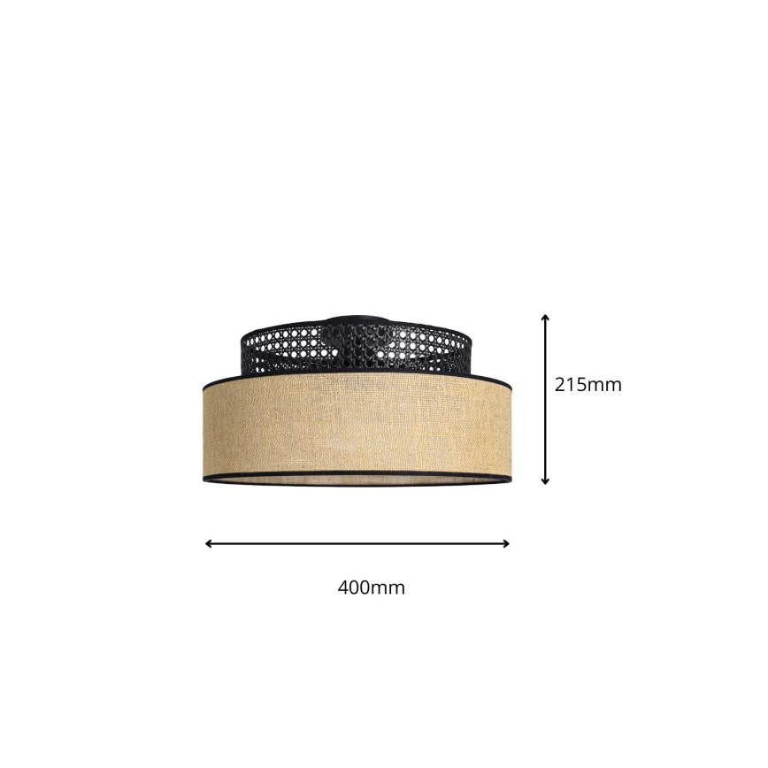 Griestu lampa BOHO 1xE27/60W/230V melna/rotanga
