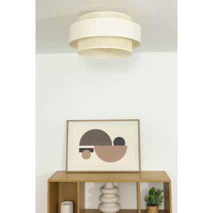 Griestu lampa BOHO 1xE27/60W/230V Ø 40 cm krēmkrāsa/juta