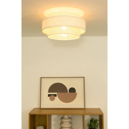 Griestu lampa BOHO 1xE27/60W/230V Ø 40 cm krēmkrāsa/juta