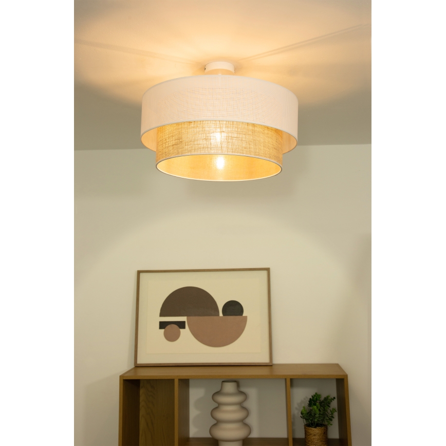 Griestu lampa BORHO 1xE27/60W/230V Ø 40 cm balta/jūta
