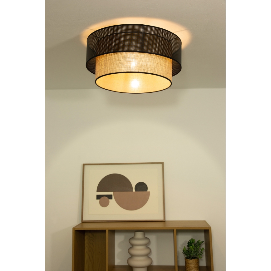Griestu lampa BORHO 1xE27/60W/230V Ø 50 cm melna/jūta