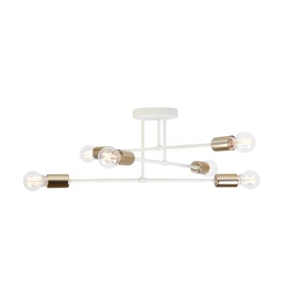 Griestu lampa CAMBRIDGE, piestiprināma pie griestiem, 6xE27/15W/230V, misiņš/balts