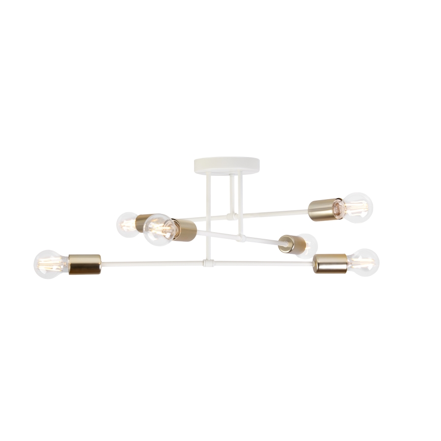 Griestu lampa CAMBRIDGE, piestiprināma pie griestiem, 6xE27/15W/230V, misiņš/balts