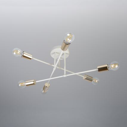 Griestu lampa CAMBRIDGE, piestiprināma pie griestiem, 6xE27/15W/230V, misiņš/balts
