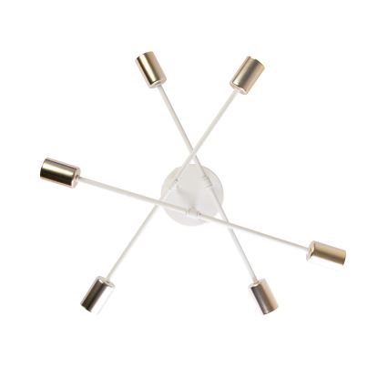 Griestu lampa CAMBRIDGE, piestiprināma pie griestiem, 6xE27/15W/230V, misiņš/balts