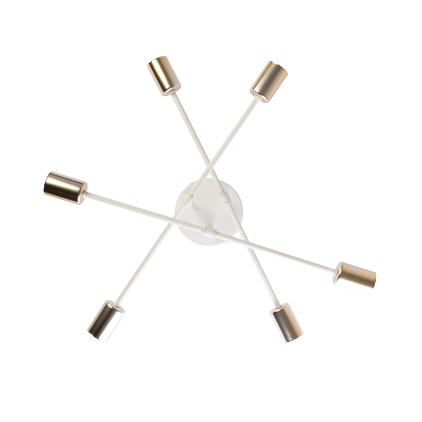 Griestu lampa CAMBRIDGE, piestiprināma pie griestiem, 6xE27/15W/230V, misiņš/balts