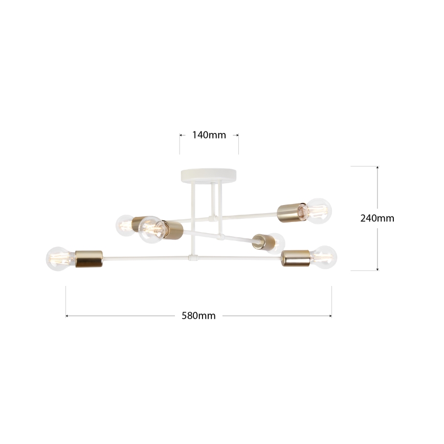 Griestu lampa CAMBRIDGE, piestiprināma pie griestiem, 6xE27/15W/230V, misiņš/balts
