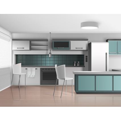 Griestu lampa CLEO ar kustības un krēslas sensoru, 2xE27/24W/230V, Ø 30 cm, pelēka