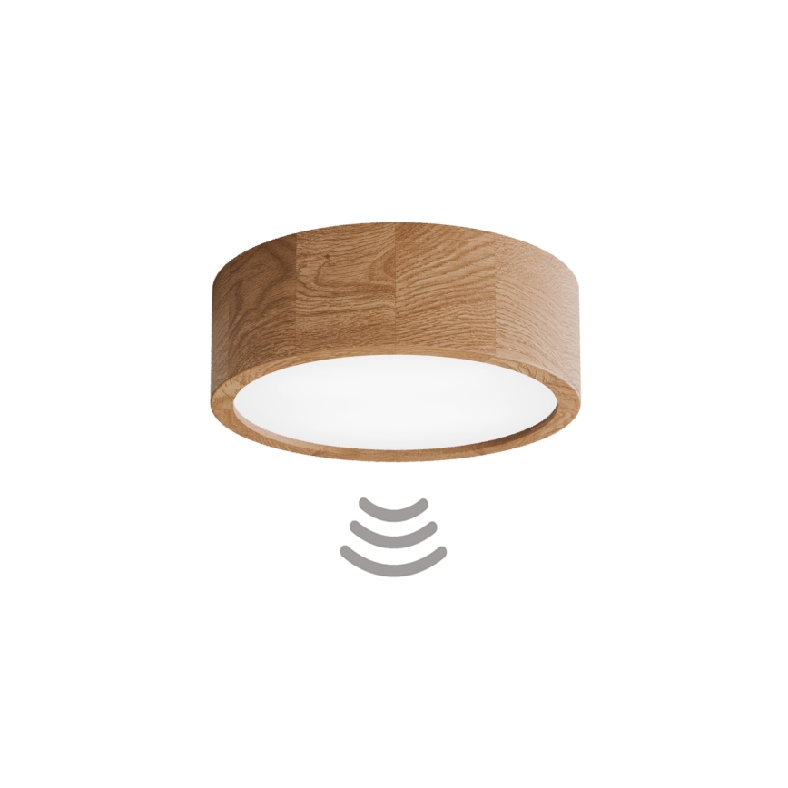 Griestu lampa CLEO ar sensoru, 2xE27/24W/230V, Ø 27,5 cm, ozolkoka apdare