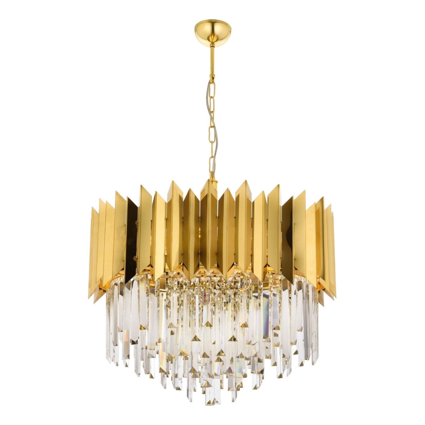 Griestu lampa CRYSTALLINE 8xE27/40W/230V zelta